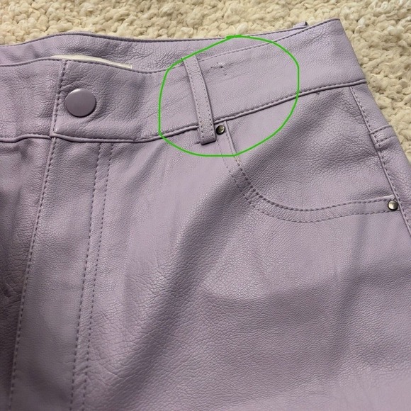 Zara High Waisted Lilac Faux Leather Trousers M Raw Hem 30x30 Hipster Skate‎ Emo - Picture 6 of 16